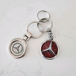 Mercedes Benz Silver and Red Keychains